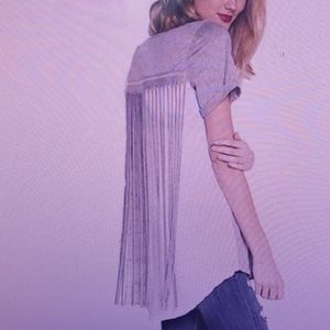 Easel Fringe Trim T Shirt Top Tunic Blouse New